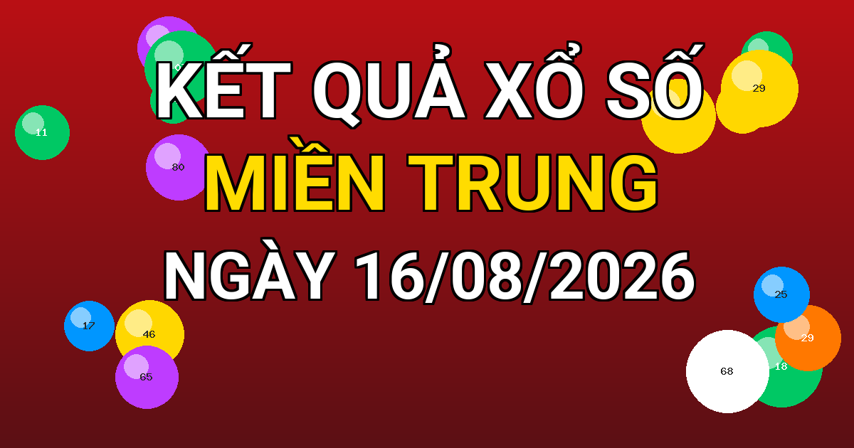 Kết quả xổ số Miền Trung ngày 16/08/2026
