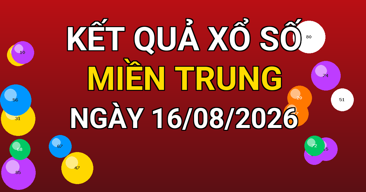 Kết quả xổ số Miền Trung ngày 16/08/2026
