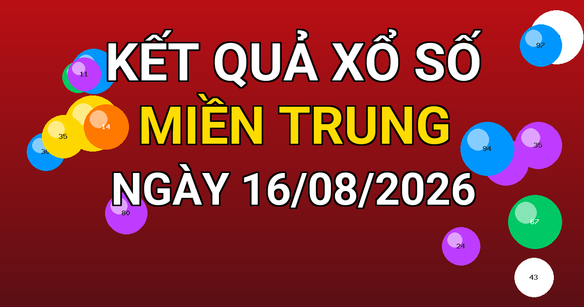 Kết quả xổ số Miền Trung ngày 16/08/2026