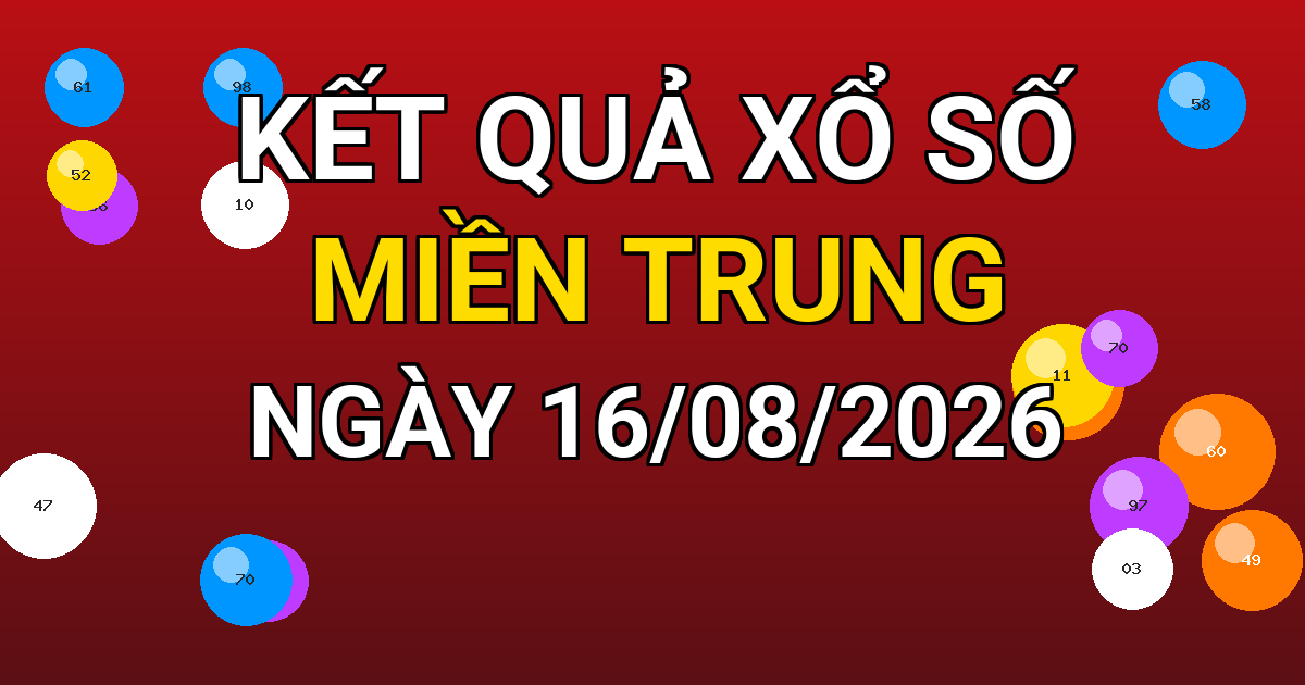 Kết quả xổ số Miền Trung ngày 16/08/2026