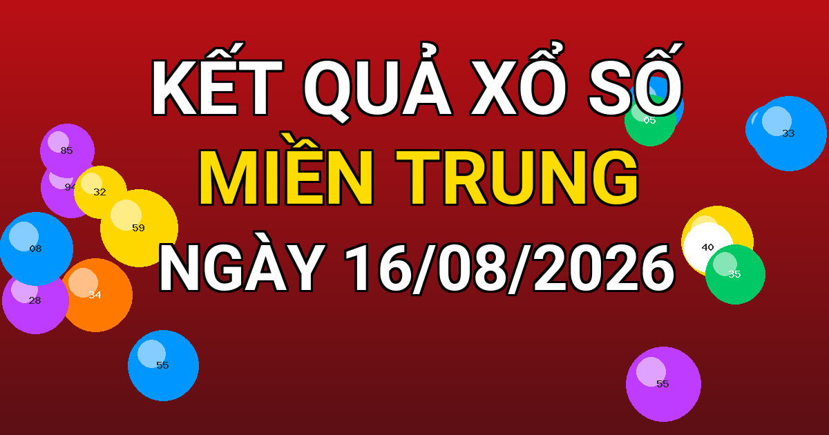 Kết quả xổ số Miền Trung ngày 16/08/2026