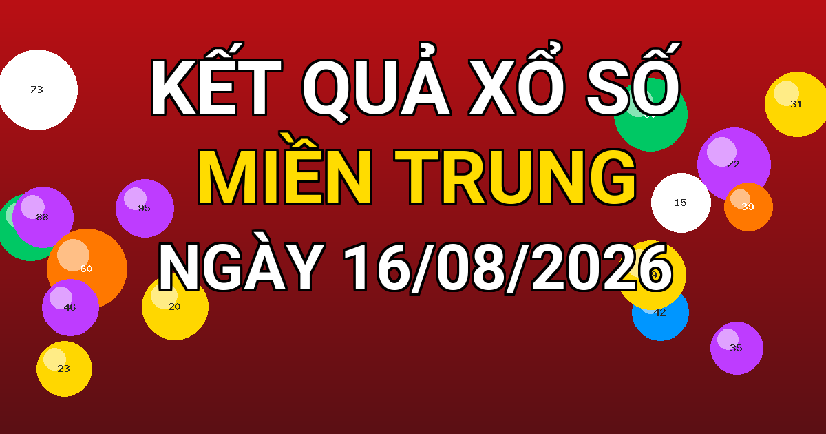 Kết quả xổ số Miền Trung ngày 16/08/2026