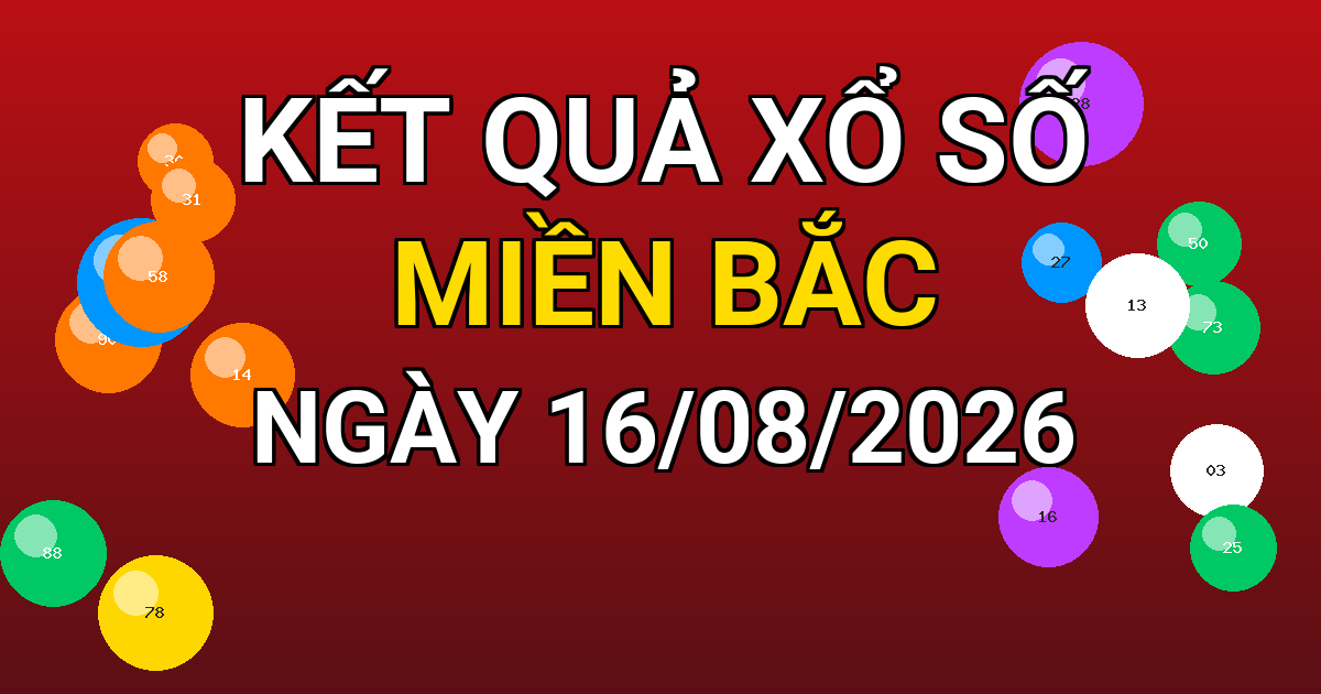 Kết quả xổ số Miền Bắc ngày 16/08/2026