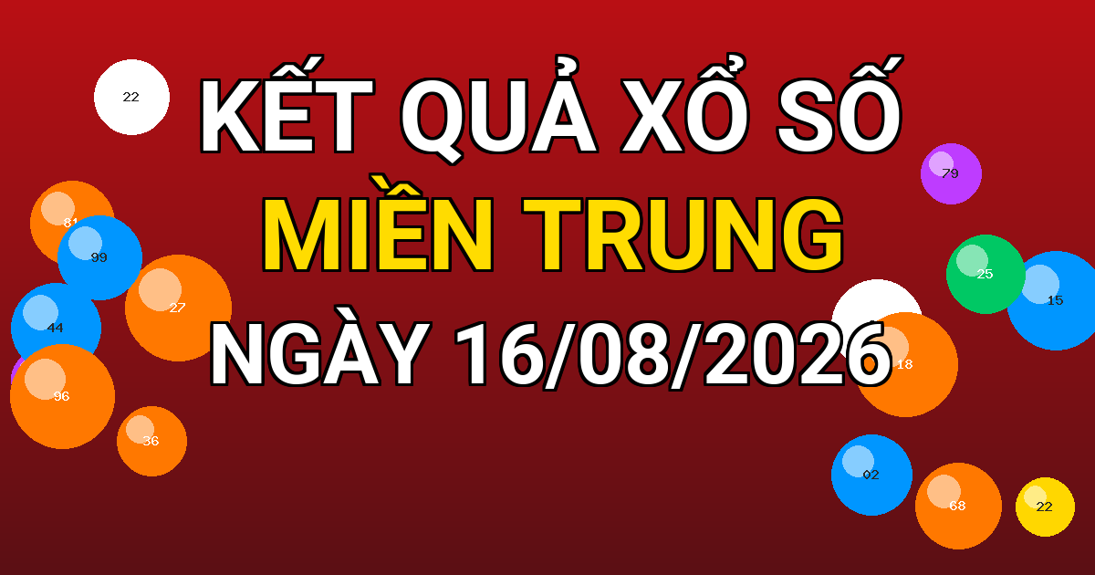 Kết quả xổ số Miền Trung ngày 16/08/2026