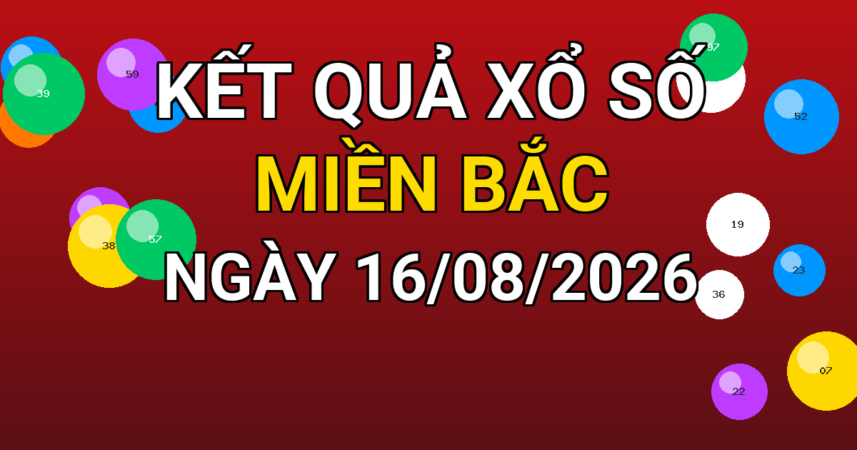Kết quả xổ số Miền Bắc ngày 16/08/2026
