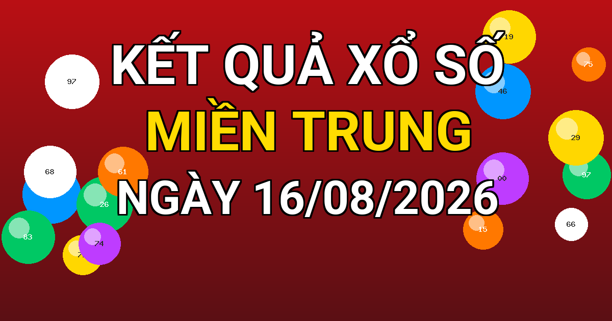 Kết quả xổ số Miền Trung ngày 16/08/2026