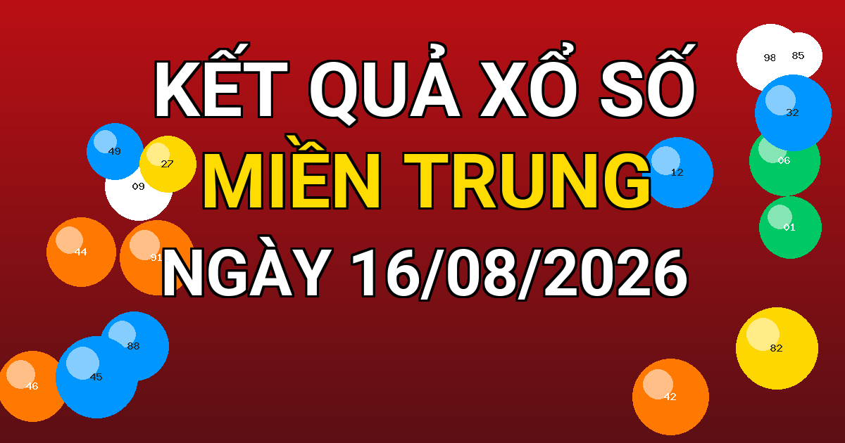 Kết quả xổ số Miền Trung ngày 16/08/2026