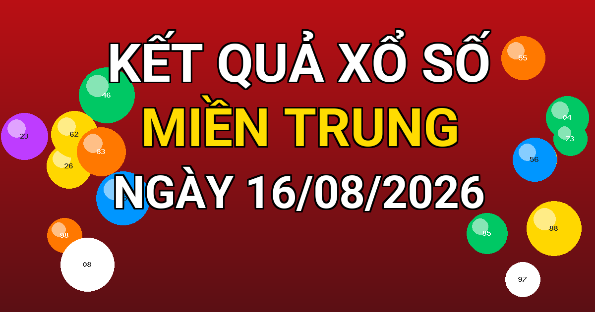 Kết quả xổ số Miền Trung ngày 16/08/2026