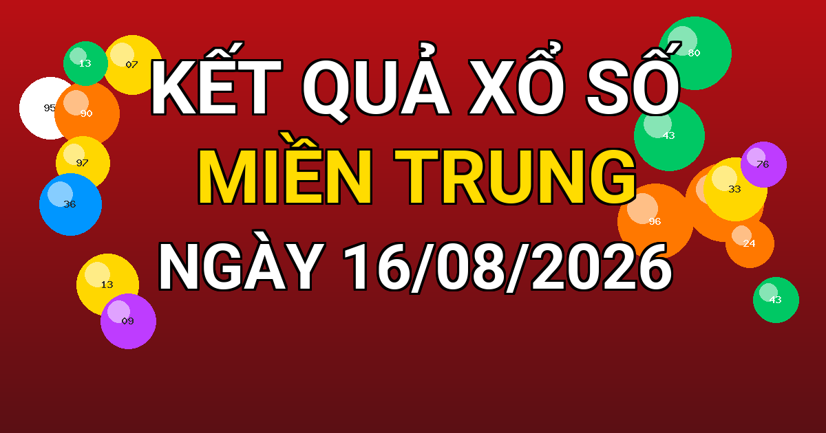 Kết quả xổ số Miền Trung ngày 16/08/2026