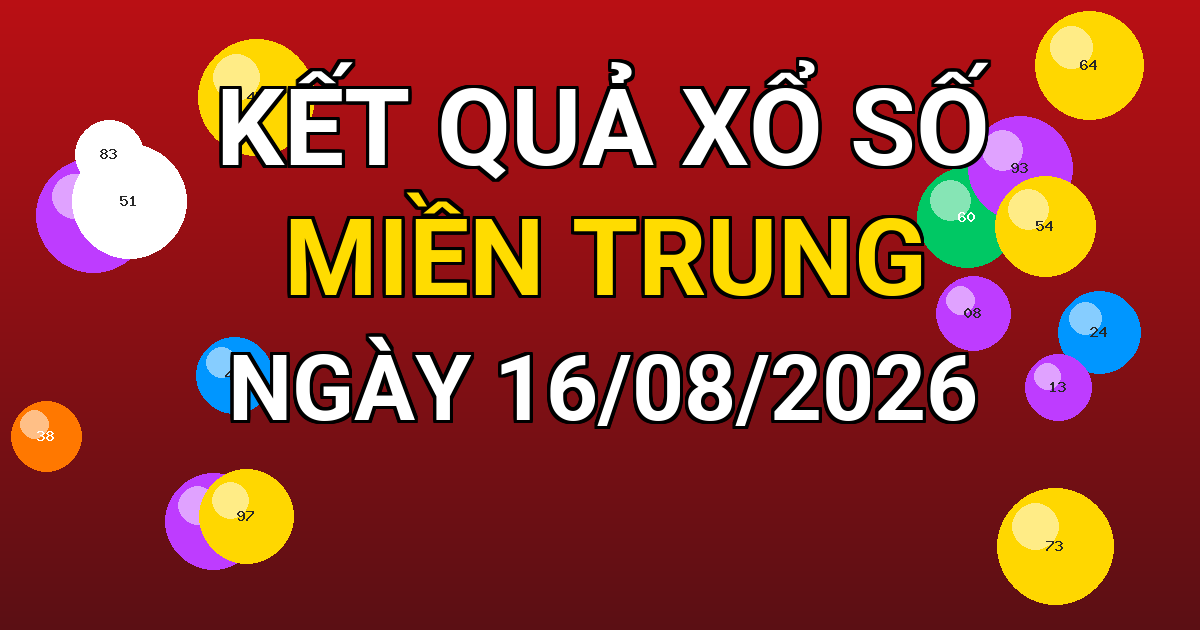 Kết quả xổ số Miền Trung ngày 16/08/2026