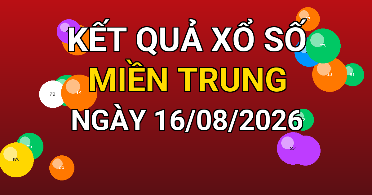 Kết quả xổ số Miền Trung ngày 16/08/2026