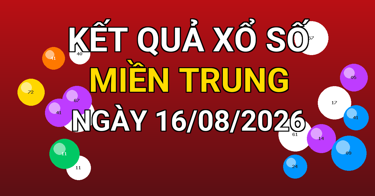 Kết quả xổ số Miền Trung ngày 16/08/2026