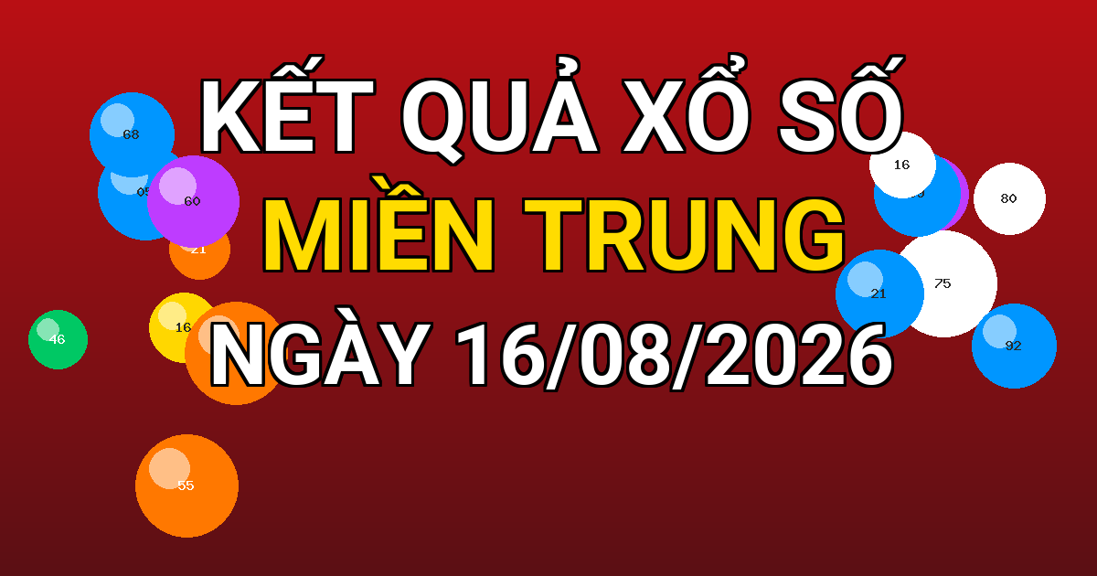 Kết quả xổ số Miền Trung ngày 16/08/2026