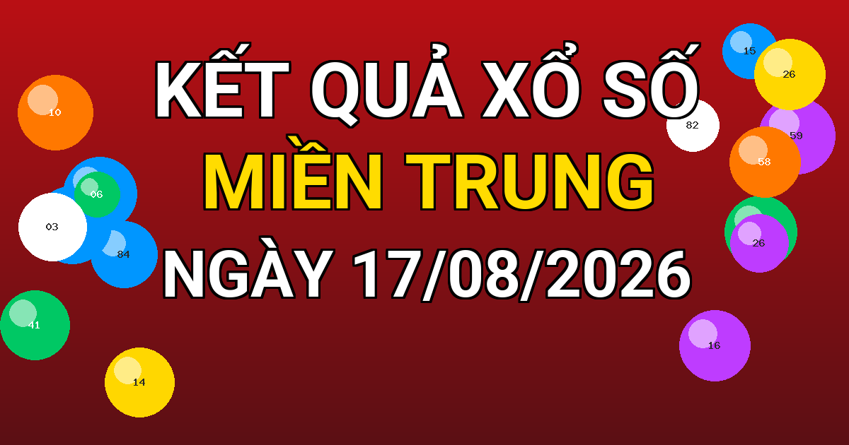 Kết quả xổ số Miền Trung ngày 17/08/2026