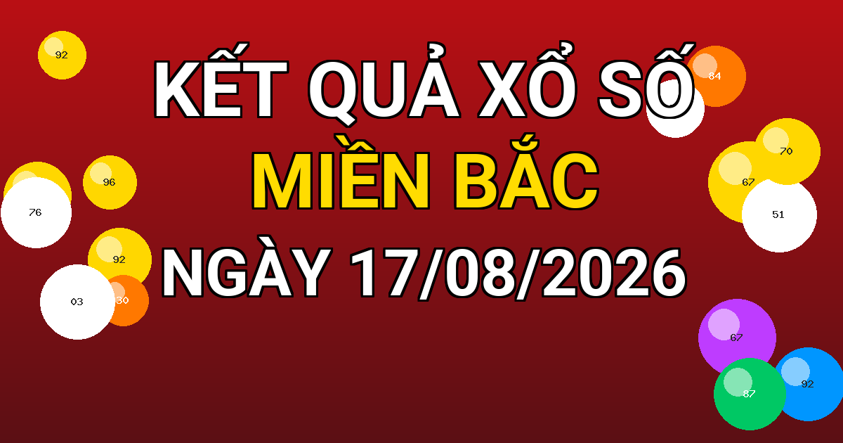 Kết quả xổ số Miền Bắc ngày 17/08/2026