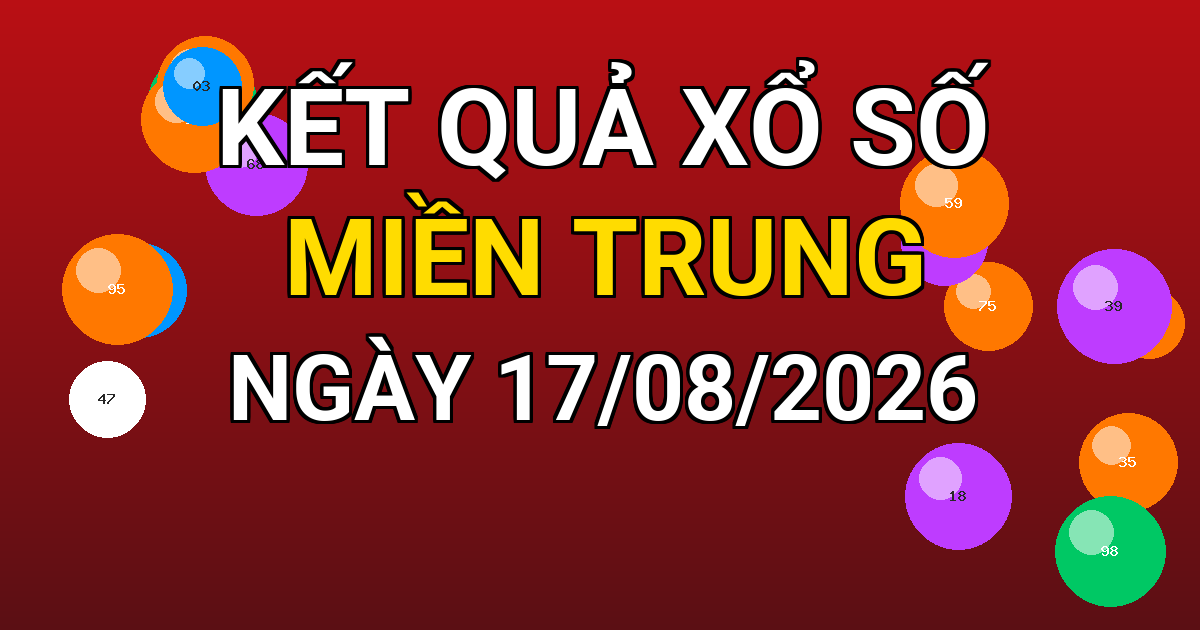 Kết quả xổ số Miền Trung ngày 17/08/2026