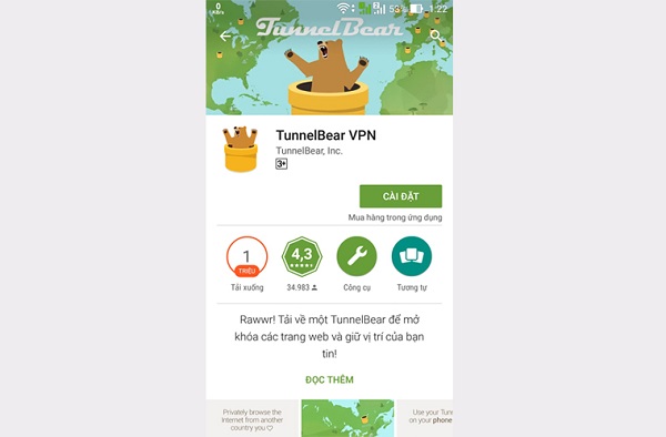 cách tải game khi không có sẵn ở quốc gia - cài đặt TunnelBear VPN